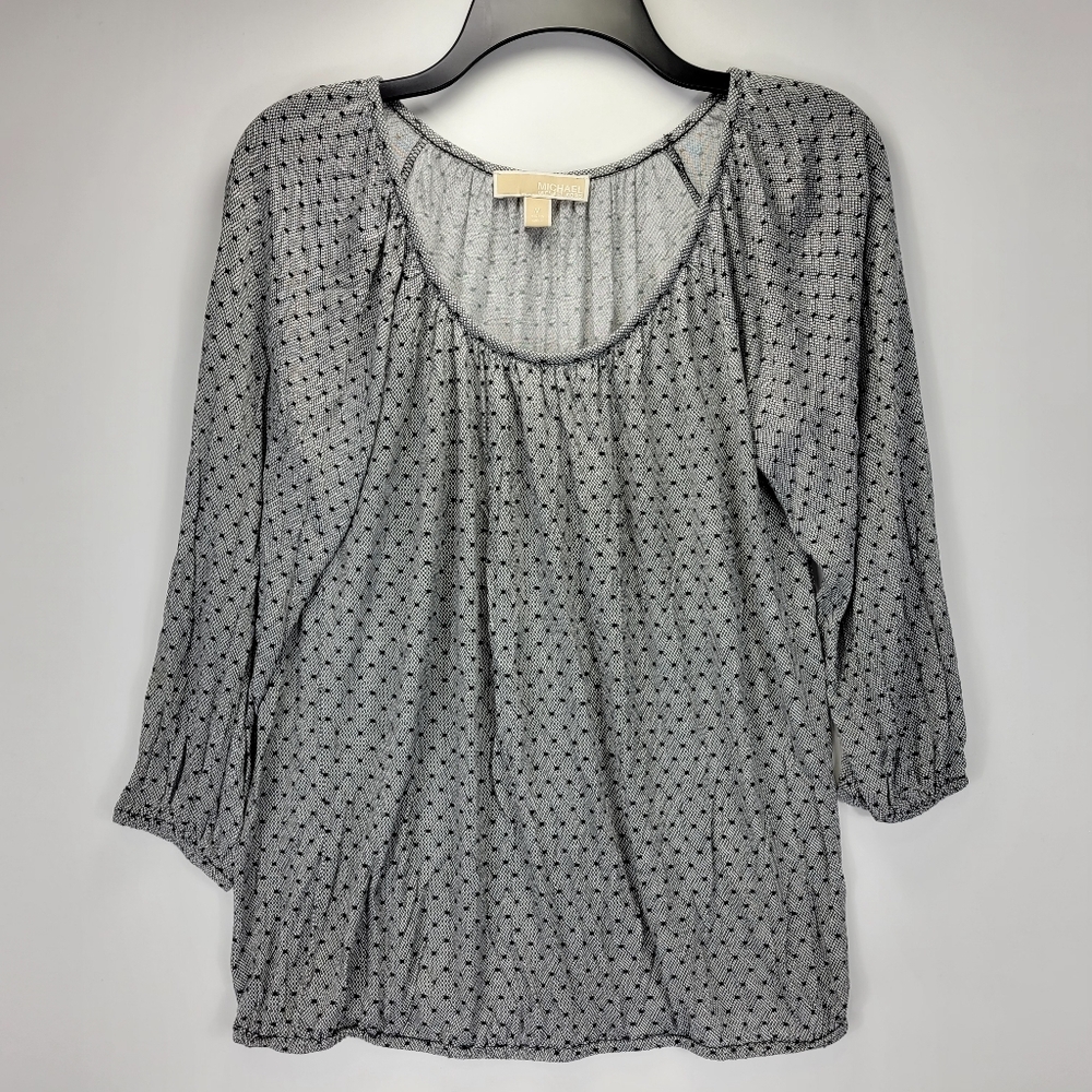 Michael Kors Scoop Neck Square Polka Dot Lightweight Blouse Top Womens Medium M